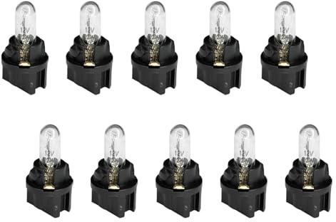 HHZL 20PCS Instrument Cluster Bulbs T5 17 57 86 Dash Light Bulbs Gauge Cluster Lights T5 Bulb Sockets 12V Halogen Instrument Panel Gauges Lights for Interior Speedometer, Tachometer, Dashboard(White)