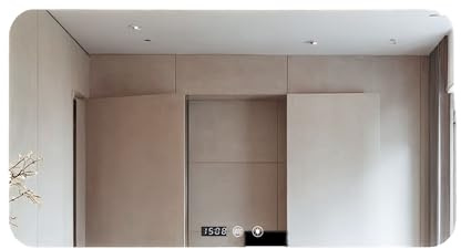 MAGIC SELECT Espejo de Baño con Luz Rectangular de Pared – 80x60cm | Con Enchufe, 3 Tonos de Color, Ajuste de Brillo y Antivaho, Indicador de Hora y Temperatura, Horizontal