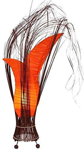 Woru Lampe Bunga - Deko-Leuchte, Stimmungsleuchte mit Binsen, ca. 50 cm, Farbe:orange