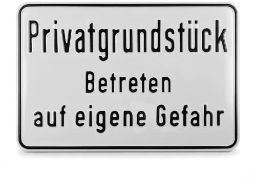 SafetyMarking Hinweisschild Privatgrundstück Betreten auf eigene Gefahr - BxH: 30,0 x 20,0 cm - Material: Aluminium - Befestigungsart: Zum Verschrauben - Grundstückskennzeichnung