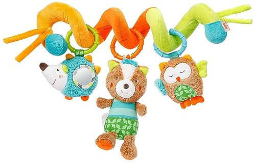 Fehn Sleeping Forest 071153 Espiral de actividades,espiral de tela para agarrar y experimentar,para la cama,el cochecito o el parquecito,bebés/niños pequeños a partir de 0 meses, longitud de 30 cm