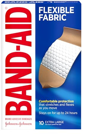 BAND-AID Brand Sterile Flexible Fabric Adhesive Bandages, Comfortable Flexible Protection & Wound Care for Minor Cuts & Scrapes, Designed to Cushion Painful Wounds, Extra Large Size