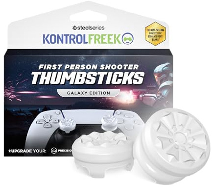KontrolFreek FPS Freek Galaxy White for PlayStation 4 (PS4) and PlayStation 5 (PS5) | Performance Thumbsticks | 1 High-Rise, 1 Mid-Rise | White
