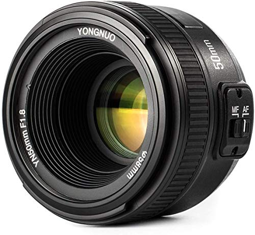 Yongnuo YN 50MM F1.8 Lente Objetivo (Apertura F/1.8) para Nikon DSLR Cámara Fotografía, Enfoque Automático de Gran Apertura + WINGONEER difusión