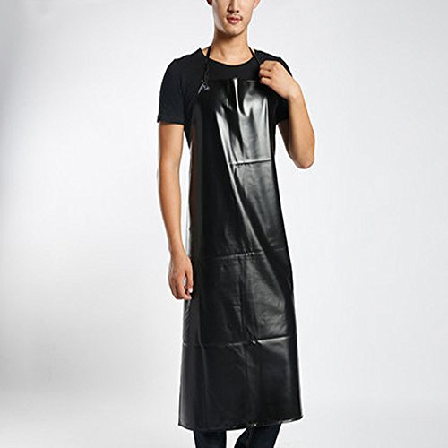 BinaryABC Labor Thickened Lengthening Waterproof Leather Apron/Acid Stain Repellency Chef Kitchen Apron