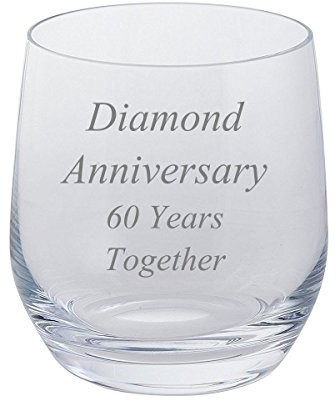 2 Diamond Anniversary 60 Years Together Pair of Dartington Tumblers Brandy Glasses