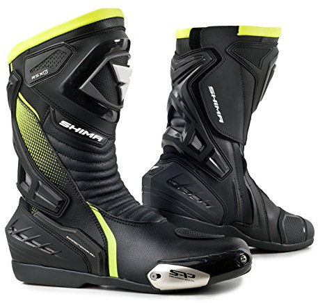 SHIMA RSX-6 Men, Motorbike Boots for Men | Reinforced Leather Mens Biker Boots with Side Zipper, Ankle Support, Anti-Slip Sole, Gear Shift Handle (Fluo, 7,5)