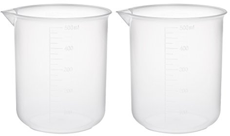 sourcingmap Measuring Cup 500ml PP Plastic Graduated Beaker Transparent for Lab Kitchen liquids 2pcs