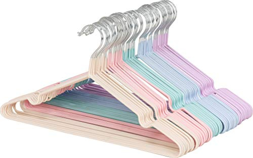 Lomani Colored Steel Clothes Hangers,60-Pack Random Color, Non Slip, Durable Heavy Duty, Coat & Suit Hangers Space Saving Adult