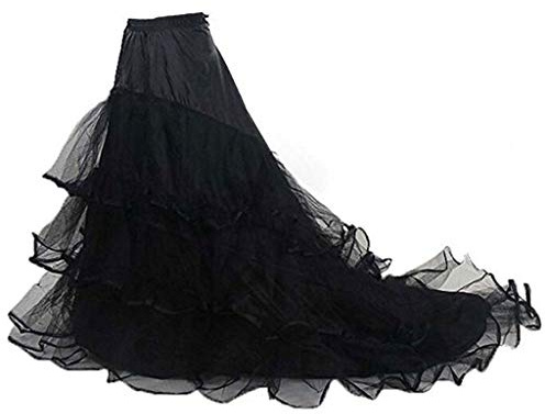 AWJUWHBJ 3 strati Filato 2-cerchi Sposa Abito da sposa Lungo Trailing Gonna Sottogonna Elastico F Accessori Da Sposa Per Capelli, Nero , Taglia unica