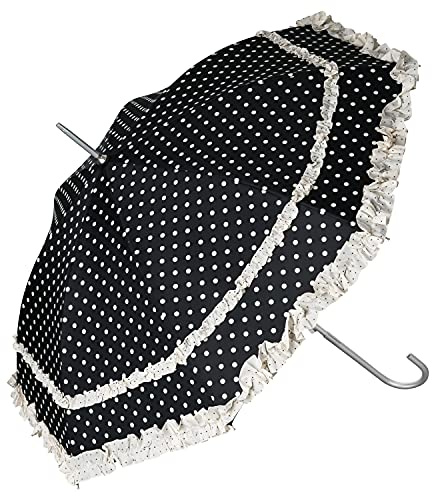 VON LILIENFELD® Ombrello Parasole Sposa Apertura Automatica Antivento Donna Mary (nero con punti)