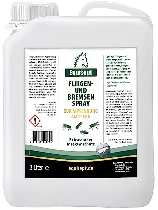 Equisept Fliegenspray Pferd & Bremsenspray für Pferde 3 Liter Nachfüll-Kanister - Mückenspray Pferd, Insektenspray zur Anwendung am Pferd - Von Tierärzten empfohlen - Dopingfrei