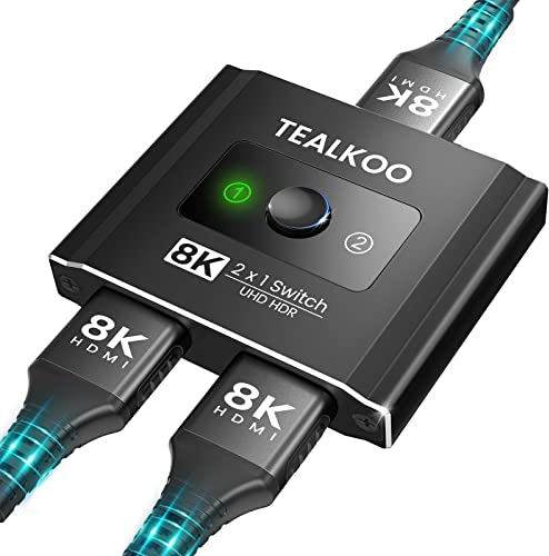 Switch HDMI 8K@60Hz 4K@120Hz, Alluminio Bidirezionale Sdoppiatore 2 in 1 out o 1 in 2 out, 2.1 Supporta Dynamic HDR UHD HDCP2.2, Splitter Per TV, PS4/5, Xbox-Serie X, Blu-ray