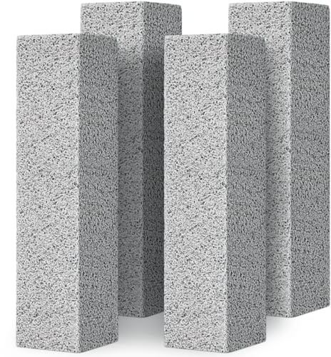 4TH Pumice Stone for Toilet Bowl Cleaning,Remove Away Limescale Stain,Hard Water Rings,Calcium Buildup,Iron and Rust,Pumice Stick for Tile/Bath-tub/Kitchen/Grill/Household - 4 Pack