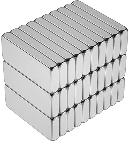 30 Pcs Strong Neodymium Magnets Bar, Small Rectangular Magnets, Multi-Use for Fridge, Whiteboard, Billboard, Kitchen, Office and School (15x6x2 mm)