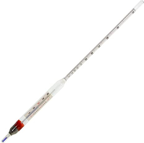 La zappa Alcoholímetro de mesa con termómetro de cristal medidor para Alcohol en destilados, vino y cerveza 39 cm