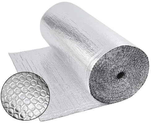 Dripex Aluminisierte Isolierfolie Dämmfolie Doppelte Alu-Luftpolsterfolie Dachisolierung 4-5mm Isolierungsfolie Wärmehaltung (0.6x10m - 6㎡)