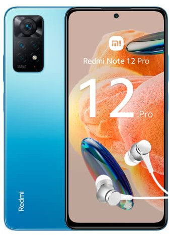 XIAOMI Redmi Note 12 Pro 4G - Smartphone 6+128GB, Schermo 6,67 AMOLED FHD+ 120Hz, Qualcomm Snapdragon 732G, Tripla fotocamera da 108MP, Turbo Charge da 67W, Blu (versione ES + 3 anni di garanzia)