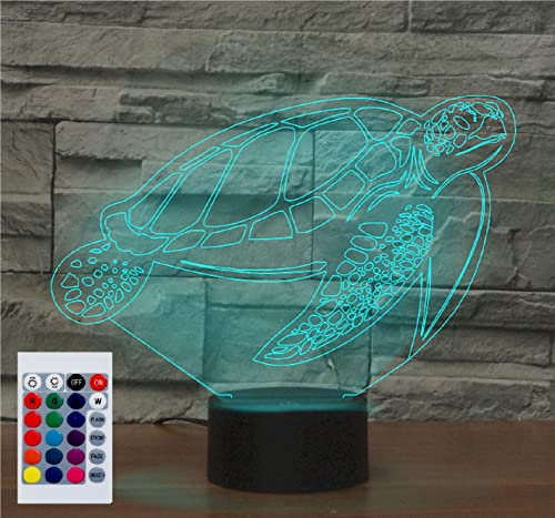 SUPERHONGJIHAO Nachtlicht für Kinder, 3D-Meeresschildkröte, LED-Lampe mit Fernbedienung, 16 Farbwechsel, Weihnachts-Geburtstagsgeschenk für Kinder