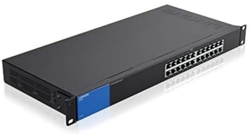 Linksys LGS124-UK - Switch di rete Gigabit non gestito a 24 porte - Hub switch Ethernet per casa e ufficio con alloggiamento in metallo, montaggio a parete o splitter Ethernet desktop, Plug and Play