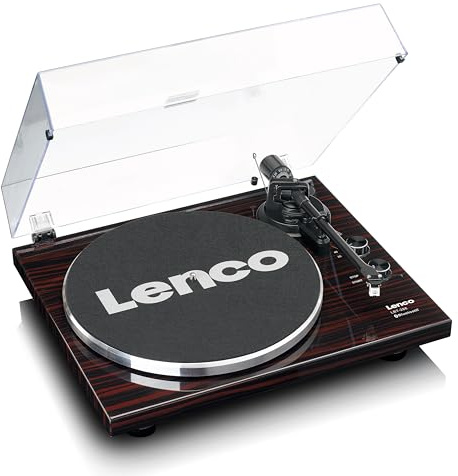 Lenco LBT-288WA - Plattenspieler mit Riemenantrieb, Bluetooth® und Anti-Skating, Dunkelbraun
