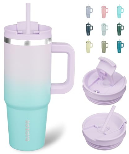 BJPKPK Tumbler With Handle 30 oz Stainless Steel Insulated Tumbler With Lid And Straw For Water Or Ice Coffee,Lavender Green