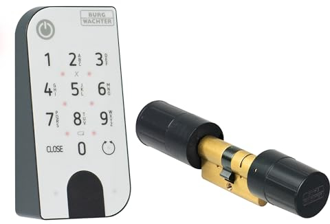 BURG-WÄCHTER Serrure électronique SecuENTRY pour portes d'entrée, commande avec code numérique, application ou clé radio, avec cylindre, Entry Home 2.0