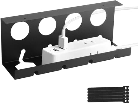 Marstey Under Desk Cable Management Tray, Cable Management Kit Under Desk Cable Tray, Steel Desk Cable Holder Cable Concealer Kit Home Office Wire Management, 43x10x10cm Cable Rack and Accessories