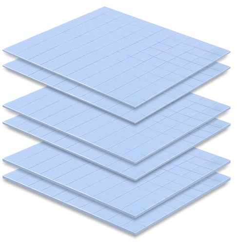 VooGenzek 600 PCS 10 x 10 mm Silicone Thermal Pad, Thickness 0.5/1/1.5 mm with 6.0 W/mk Thermal Conductivity, Reusable Thermal Conductive Silicone Pad, for SSD CPU GPU LED IC Chipset Cooling
