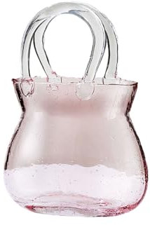 BLSYHDH Vase en Verre, Vase à Fleurs en Forme de Sac à Main avec Poignées, Idéal pour Les Compositions Florales, Vase Transparent, Bol à Poisson, Design Unique pour la Décoration de la(#2)