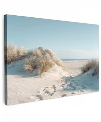 MuchoWow© Bild auf Leinwand Groß XXL Schlafzimmer Bilder Badezimmer Wand | 120x80 cm - Deko Wohnzimmer Modern Wanddeko Bilderwand Geschenk Dünen - Pflanzen - Sommer - Natur
