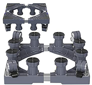 Verstellbarer Waschmaschinensockel, verstellbarer mobiler Waschmaschinensockel, 4 Räder, Beine, Waschmaschinenständer, Länge/Breite 47–69 cm, Teleskop-Möbelständer, Kühl-/Gefrierschrank-Räde