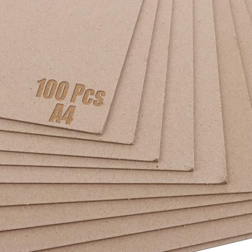ZOFUN 100 Pcs A4 Greyboards, 1500 Micron Mounting Boards Double Brown, Hard A4 Brown Greyboards, Thick Cardboard Mounting Board for Mounting, Backing, Modelling, Art & Craft Projects