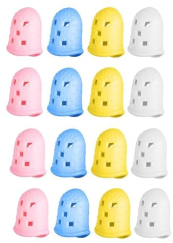 Rordigo Pack of 16 Kalimba Autoharp Silicone Finger Cover Guitar Finger Protection Silica Gel Fingertips Protection Against Pain