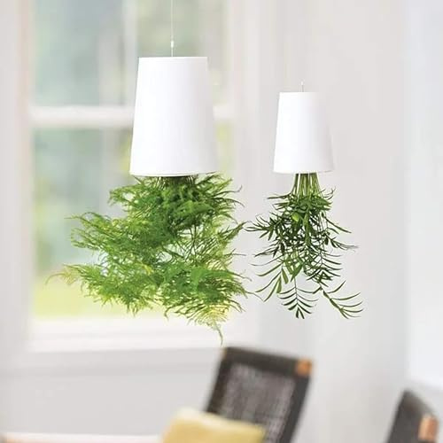 BLOSSOMLIFE Hängende Pflanzgefäße für Innen- und Außenpflanzen, kopfüber hängender Blumentopf, Hängepflanzkorb mit Kette für Garten, Haus (Weiß)