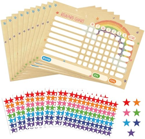 Lemicin Reward Chart Children Behaviour - 10 Sheets Reward Charts with 539 Star Stickers for Children Behaviour Training