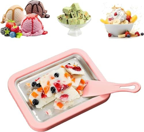 Vassoio per Gelato Petrus, Macchina per Gelato Arrotolato, Mini Macchina per Gelato Fai da Te, Vassoio a Raffreddamento rapido con 2 spatole