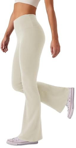 Glacspyg Dambyxor, hög midja, utsvängda yogabyxor, magträning, elastiska fritid, löparbyxor, kaki, M