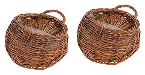 LABRIMP 2pièces Panier Mural Rotin Tressé Panier De Fleurs à Suspendre Pour Maison Jardin Et Balcon Décoration