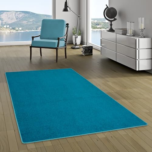 Snapstyle Velours Teppich in Petrol - Weicher, Strapazierfähiger Teppich für Wohnzimmer, Schlafzimmer und Kinderzimmer - Modern, Pflegeleicht - Verschiedene Größen Verfügbar