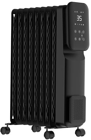 SHX Ölradiator Heizung 2000 Watt mit Wifi, 3 Heizstufen, 24 Stunden Timer, Elektronisches Thermostat, Boost Funktion, Heizt bis zu 40 qm Fläche, Weiß