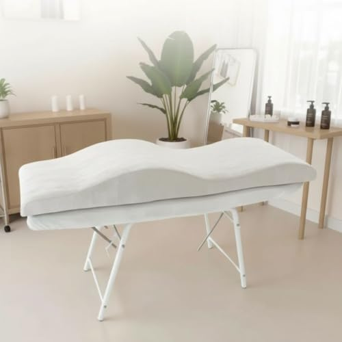 Untitled Wellenmatratze mit Memory-Schaum – Anatomische Matratze für Kosmetikliege & Wimpernstudio | Abnehmbarer Veloursbezug, White, 190x70 cm