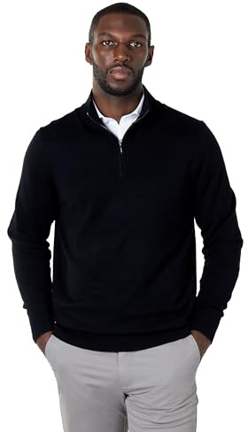 Xposed Mens 100% Cotton Fine Knit Zip Neck Jumper Classic Regular Fit Pullover Sweater
