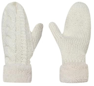 Feelorna Winter Handschuhe Damen, Thermal Strickhandschuhe Mode Fleece Futter Winterhandschuhe, Dicke Gestrickte Handschuhe für kaltes Wetter im Freien
