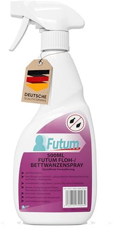 NEU Biozidfreies Flohmittel für Hund 500ml – Floh- und Bettwanzenabwehr – Effektives Mittel bei Flöhe im Haus – Flee Spray & Flohspray für Katzen – Bettwanzen abwehr-Lösung von FUTUM
