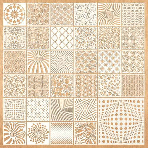 Sxutop 32 Piezas Plantillas de Pintura Reutilizable,Plantillas de Dibujo Plantilla Geométricas Manualidades Stencil Modelli di Pittura para Paredes Lienzo Madera Muebles Suelos Niños DIY Pintar