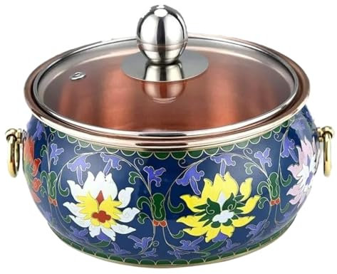Hot Pot Herd, Shabu Induktion Kleiner Kupfertopf Einzeltopf Haushalt Flachboden Hot Pot Für Induktionsherd Küche Kochwerkzeug(Blue)
