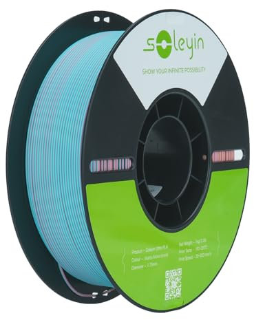 SOLEYIN Ultra PLA Matte Filament 1.75mm Bunt, 3D Drucker Filament 1kg Hochgeschwindigkeit 30-300mm/s Umweltfreundliche, für die meisten 3D-Drucker Creality Ender K1 K1C K2 plus (Bunt Mondstein)