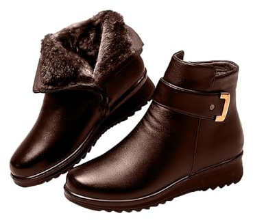 riou Botas Mujer Invierno Rebajas Terciopelo PU Botas Cortas Cremallera Lateral Cálido Zapatos Botines Planas Hebilla Zapatillas Deportivas Cuña Snow Boots Outdoor Ofertas