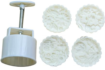 Molde de pastel de luna con patrón de flores, molde para tartas de luna, sello de galletas, prensa a mano, cortador de postres